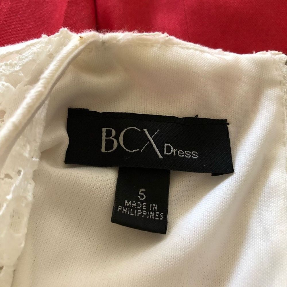 BCX White Lace and Red Fit and Flare Dress NWT - Picture 9 of 16